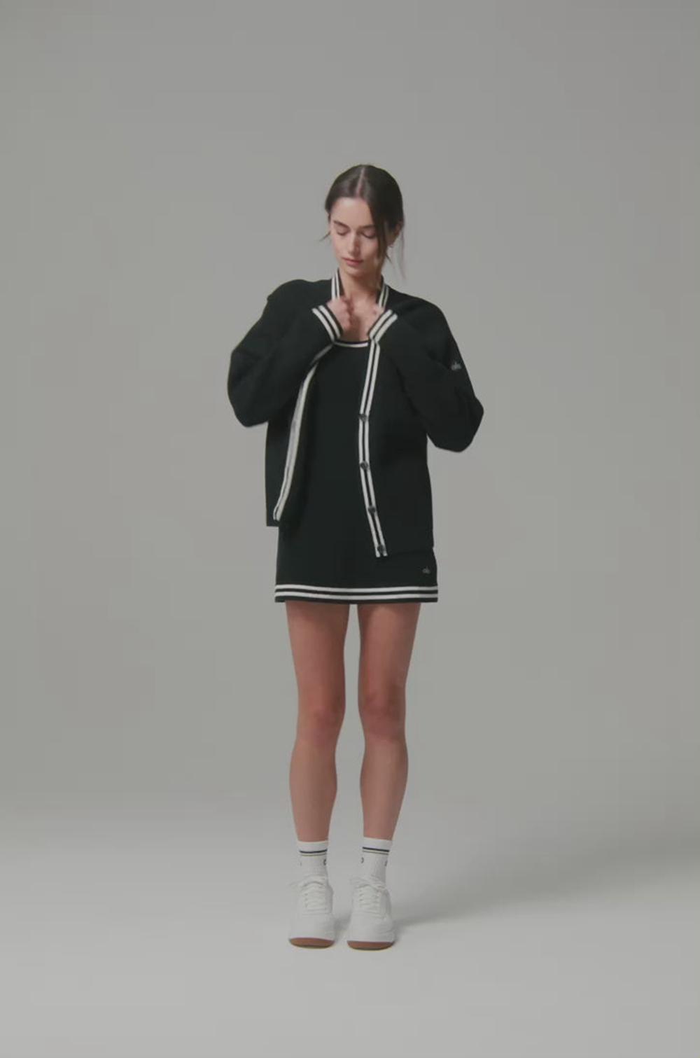 Cárdigan Alo Yoga Tennis Club Sweater Knit Mujer Gris Blancas | España  IKFN-89461