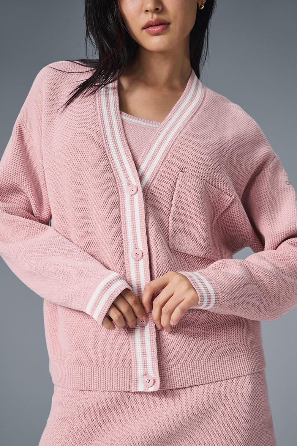 Cárdigan Alo Yoga Tennis Club Sweater Knit Mujer Rosas Blancas | España  BDUH-79801
