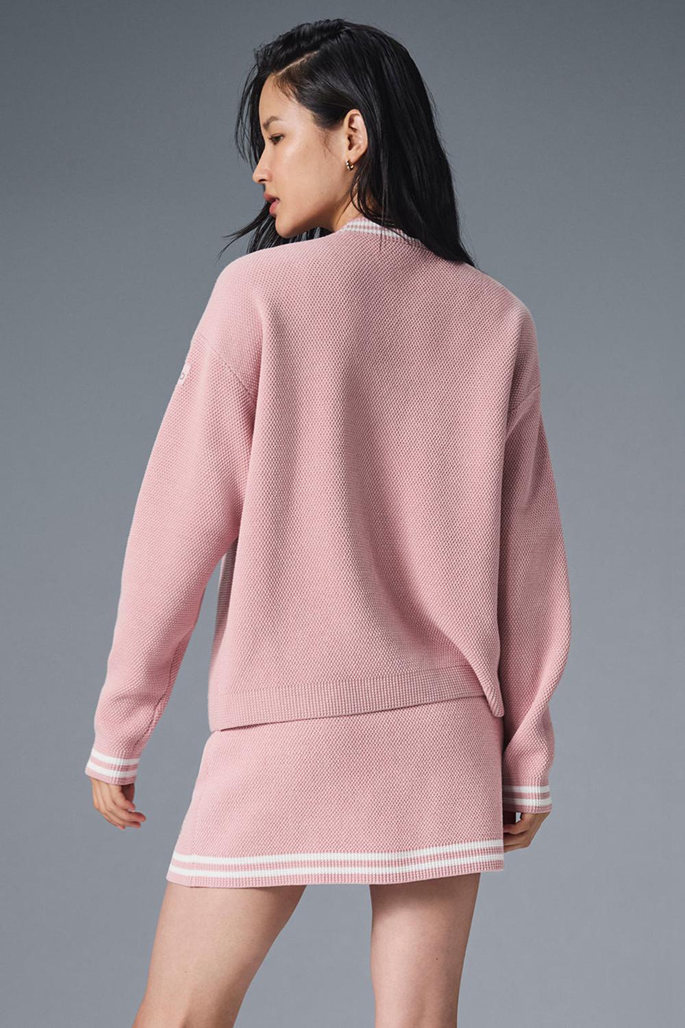 Cárdigan Alo Yoga Tennis Club Sweater Knit Mujer Rosas Blancas | España  BDUH-79801