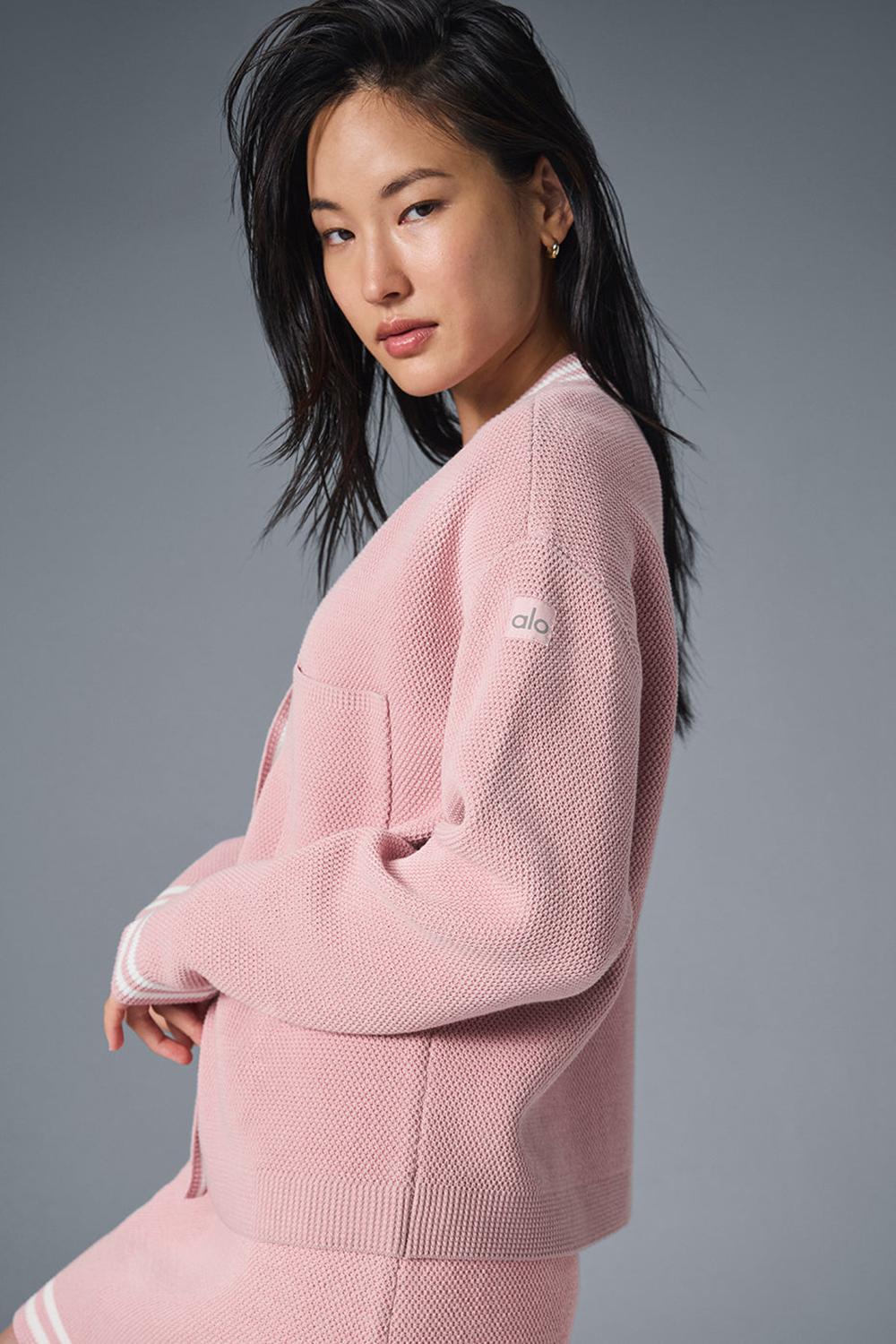 Cárdigan Alo Yoga Tennis Club Sweater Knit Mujer Rosas Blancas | España  BDUH-79801