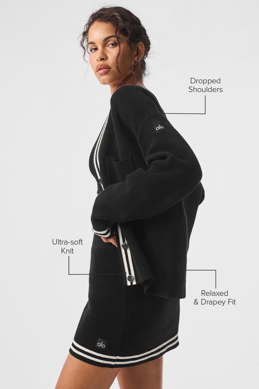 Cárdigan Alo Yoga Tennis Club Sweater Knit Mujer Negras | España  GQIM-37068