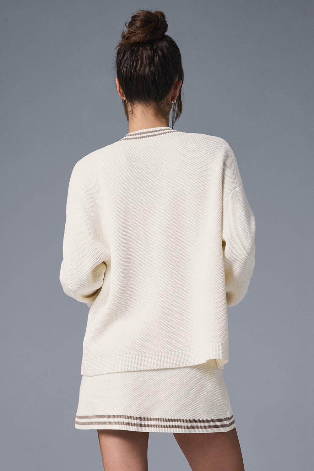 Cárdigan Alo Yoga Tennis Club Sweater Knit Mujer Ivory / Gravel | España  NJQF-05267