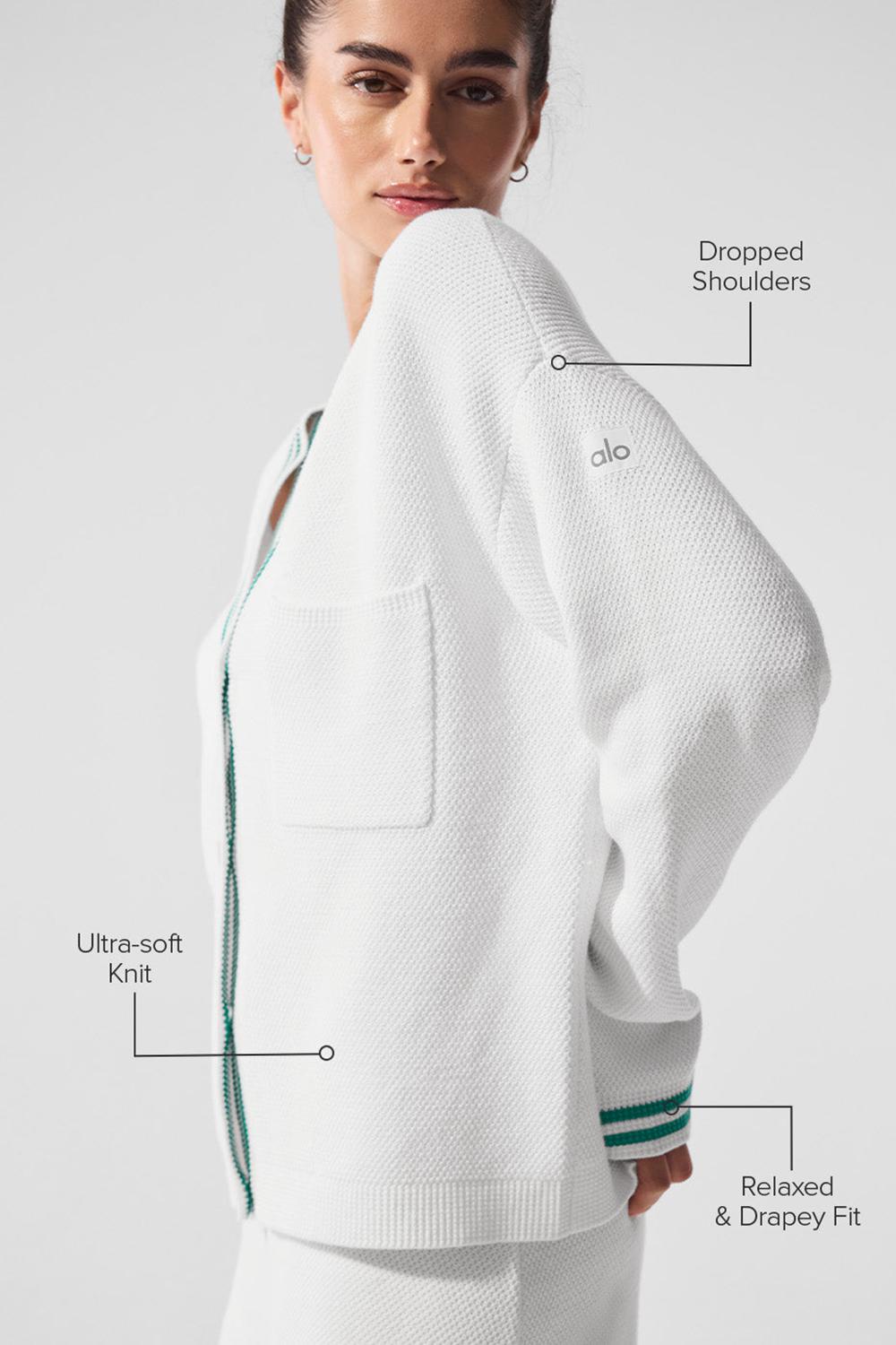 Cárdigan Alo Yoga Tennis Club Sweater Knit Mujer Blancas Verde | España  UYNM-57280