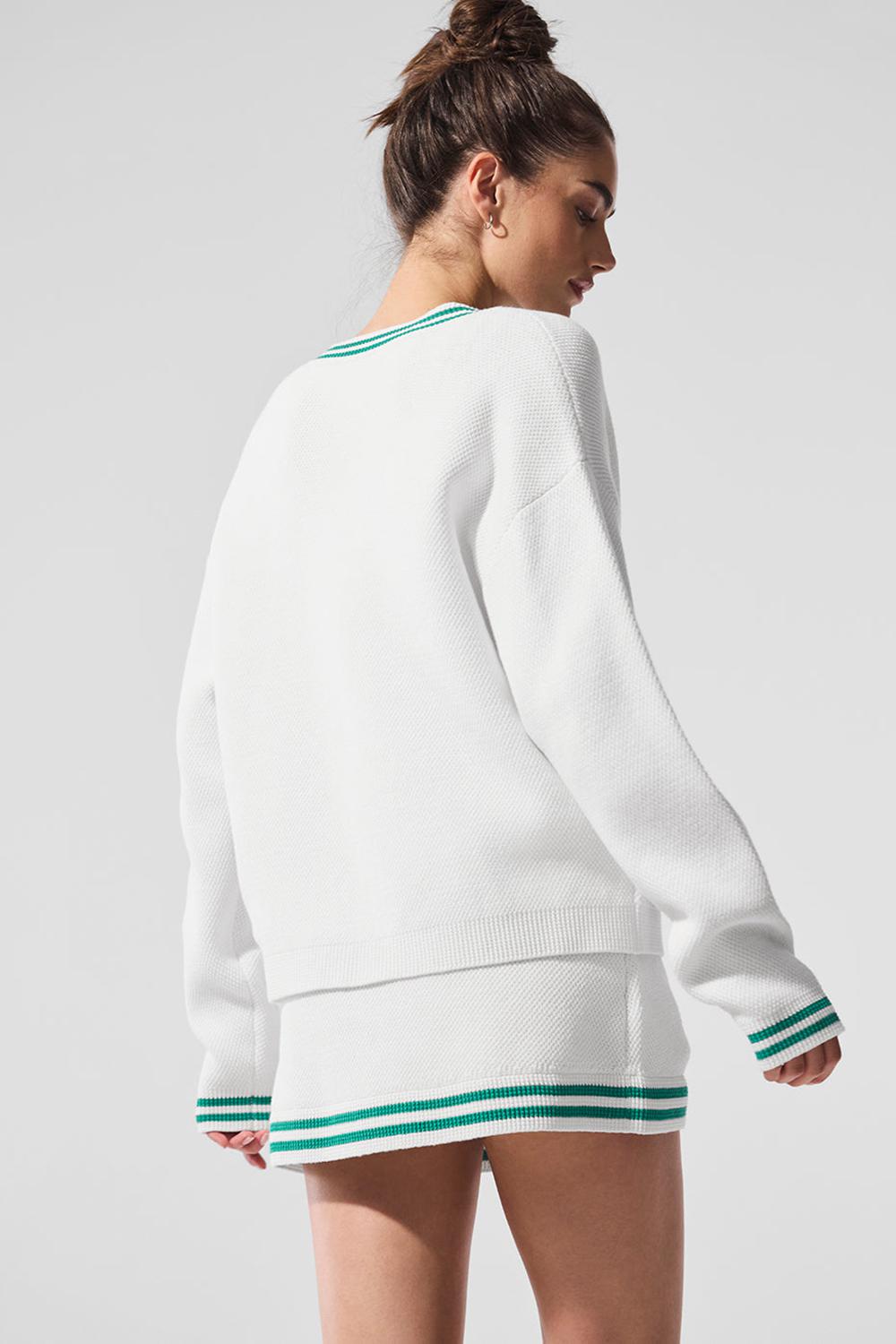 Cárdigan Alo Yoga Tennis Club Sweater Knit Mujer Blancas Verde | España  UYNM-57280