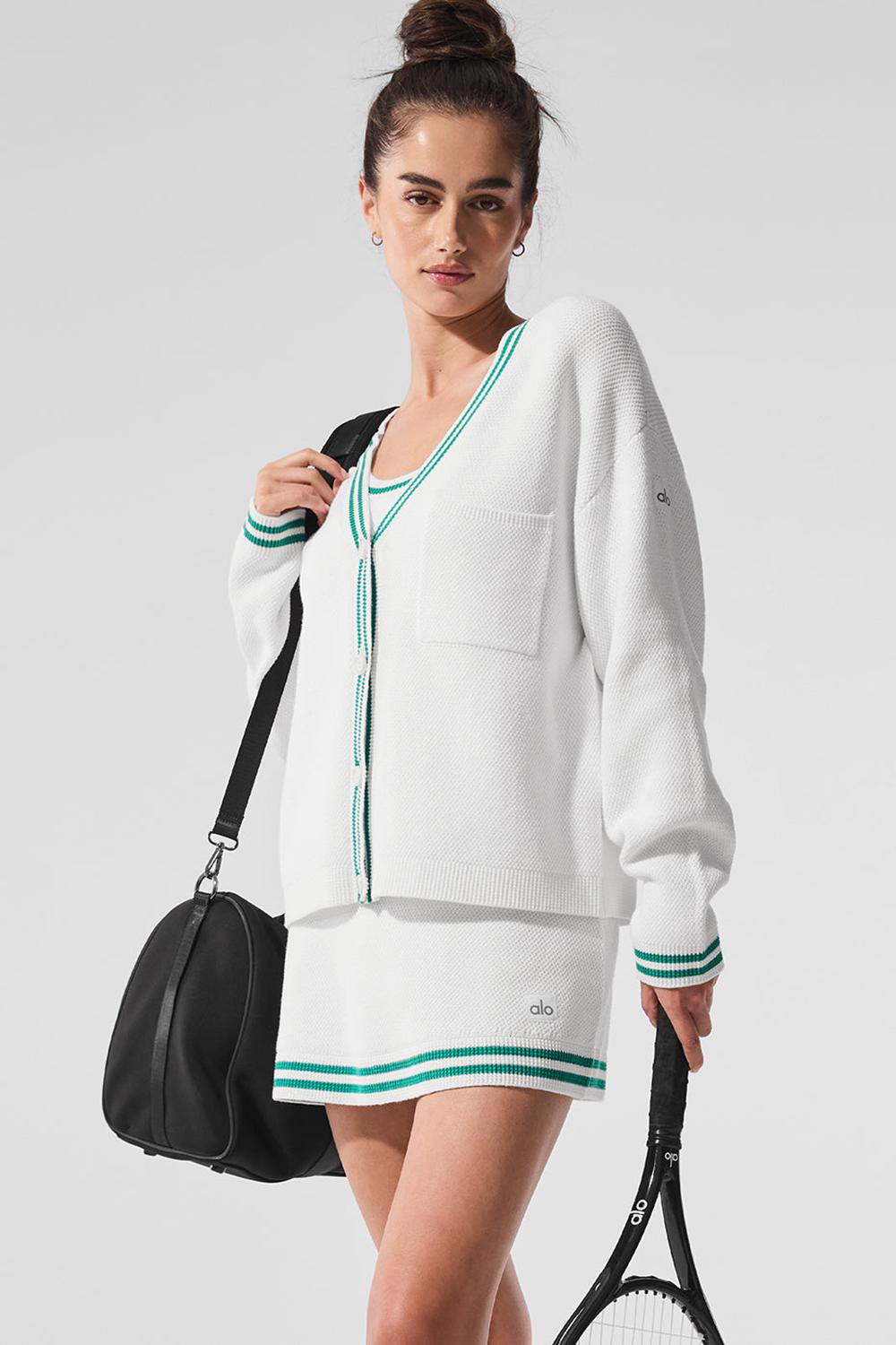 Cárdigan Alo Yoga Tennis Club Sweater Knit Mujer Blancas Verde | España  UYNM-57280