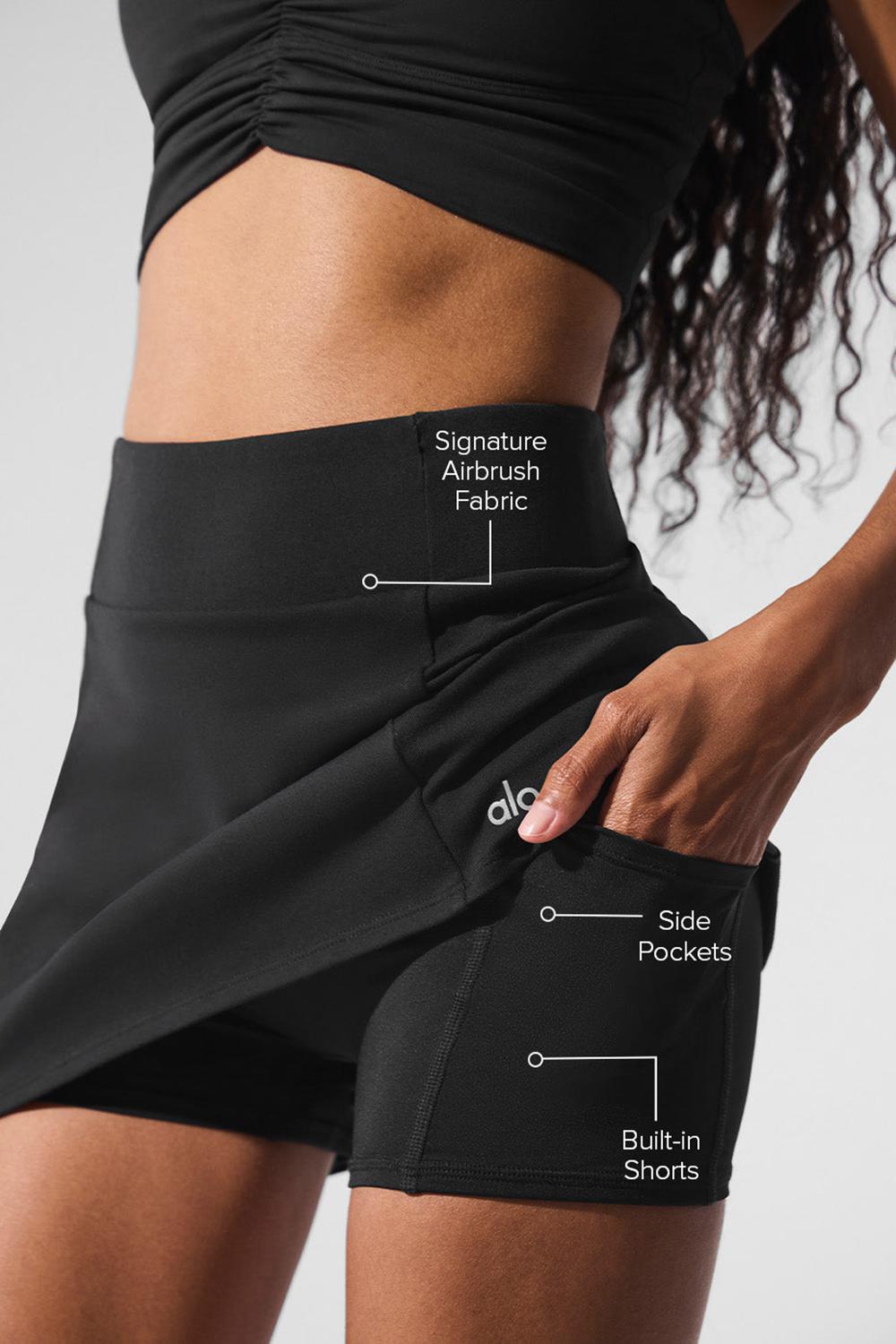 Falda Alo Yoga Airbrush High-Waist Good Form Tennis Mujer Negras | España  QCTB-19320