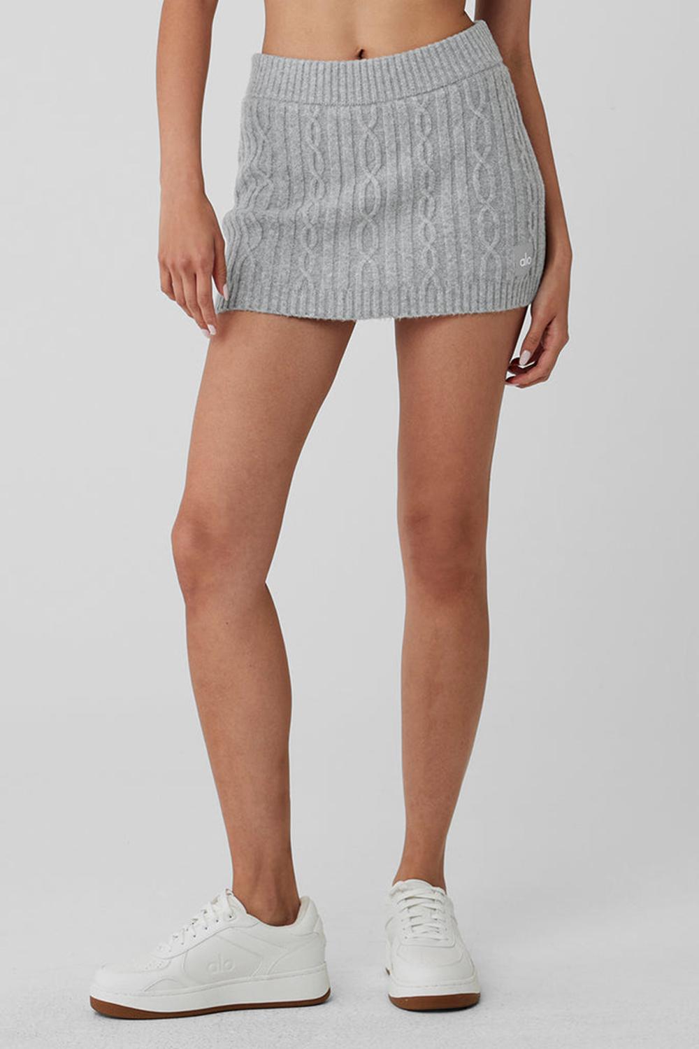 Falda Alo Yoga Cable Knit Winter Bliss Mini Mujer Gris | España  IJRS-89317