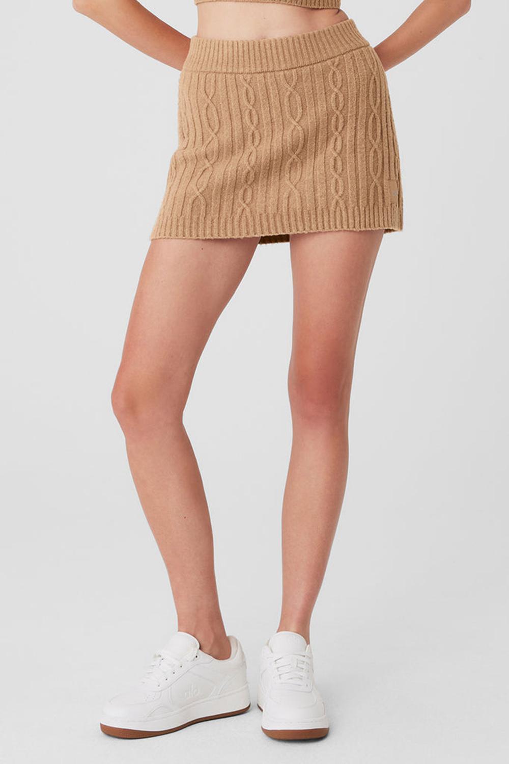 Falda Alo Yoga Cable Knit Winter Bliss Mini Mujer Toasted Almond | España  KBNS-85692