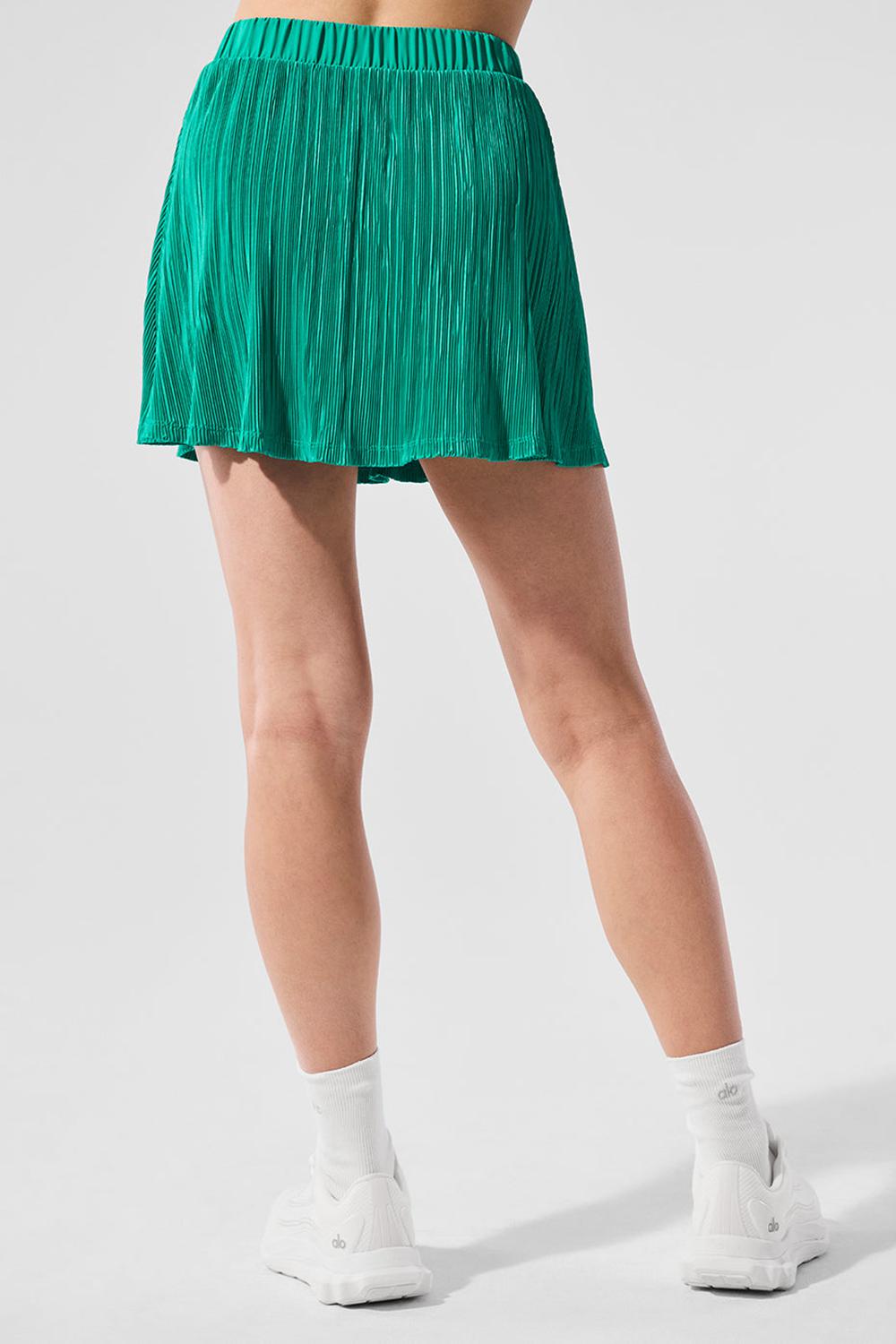Falda Alo Yoga Micro Plisse Tennis Mujer Verde | España  NUBP-50746