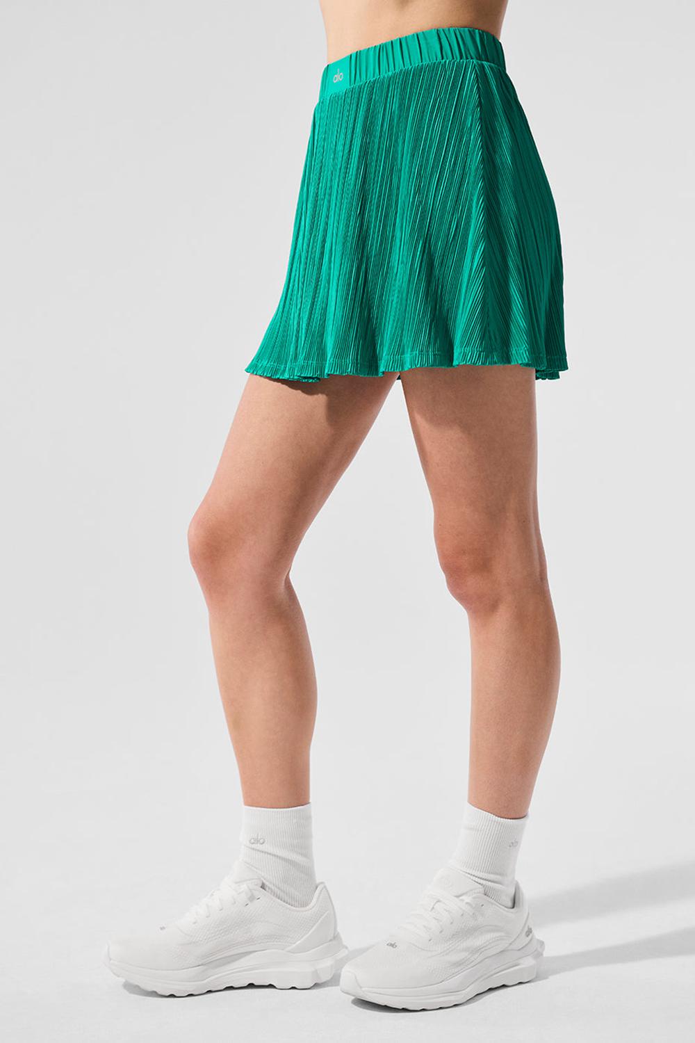 Falda Alo Yoga Micro Plisse Tennis Mujer Verde | España  NUBP-50746