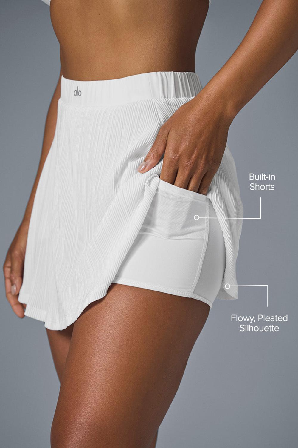 Falda Alo Yoga Micro Plisse Tennis Mujer Blancas | España  DSUN-08297