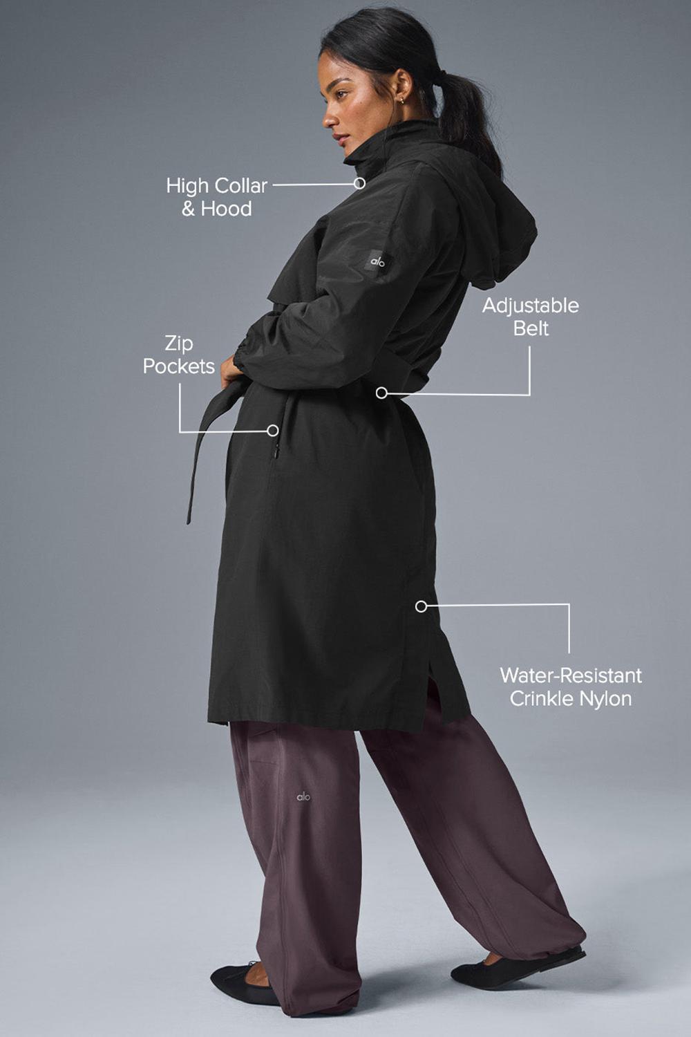 Gabardina Alo Yoga Crinkle On The Move Mujer Negras | España  LXFC-64057