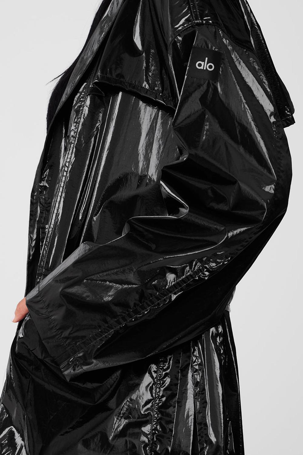 Gabardina Alo Yoga Metallic Break Line Mujer Negras | España  LVRK-28579