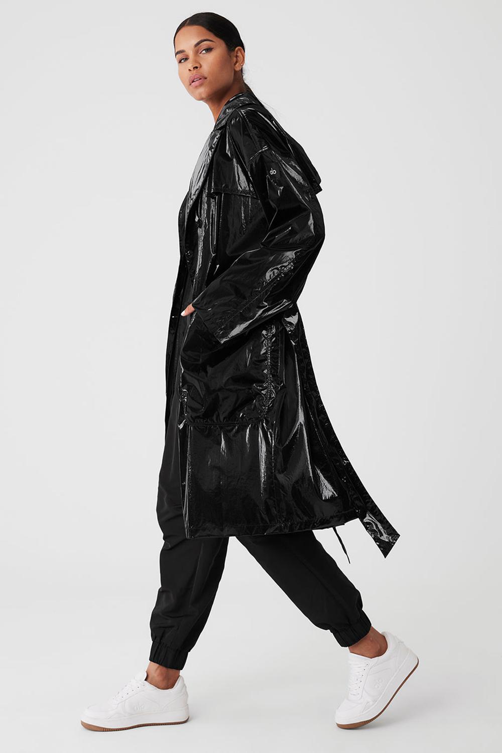 Gabardina Alo Yoga Metallic Break Line Mujer Negras | España  LVRK-28579