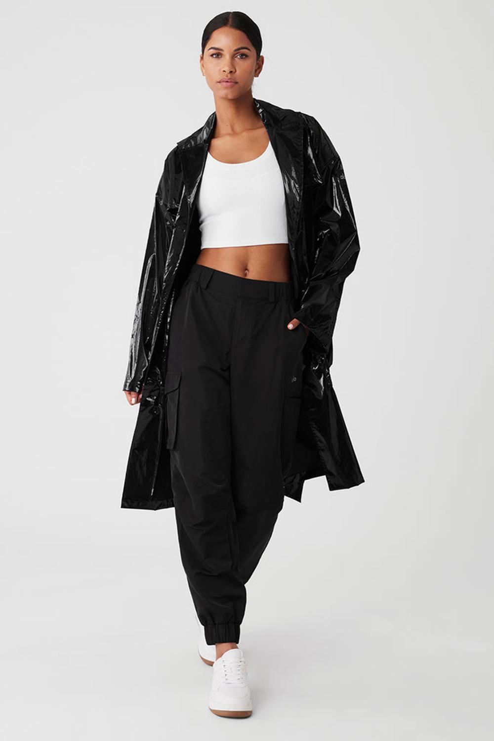 Gabardina Alo Yoga Metallic Break Line Mujer Negras | España  LVRK-28579