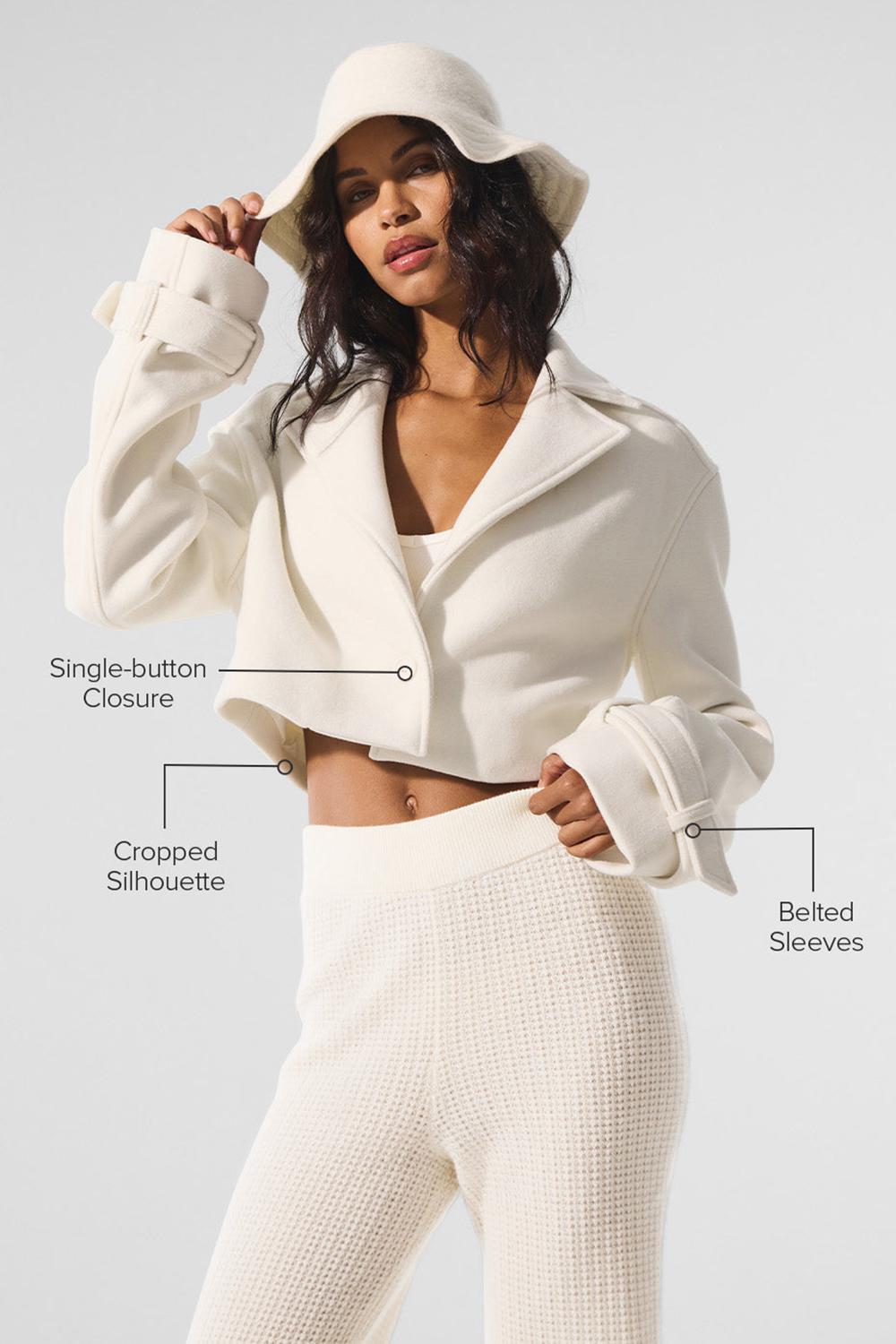 Gabardina Alo Yoga Wool Cropped Metro Mujer Ivory | España  TFGR-02361
