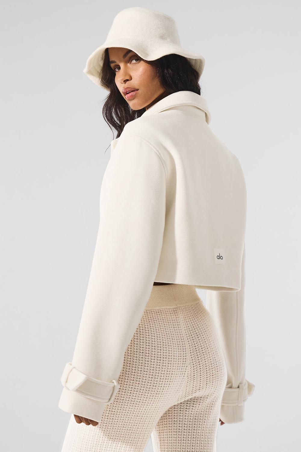 Gabardina Alo Yoga Wool Cropped Metro Mujer Ivory | España  TFGR-02361