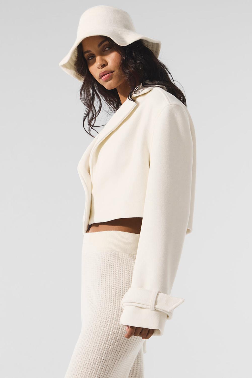 Gabardina Alo Yoga Wool Cropped Metro Mujer Ivory | España  TFGR-02361