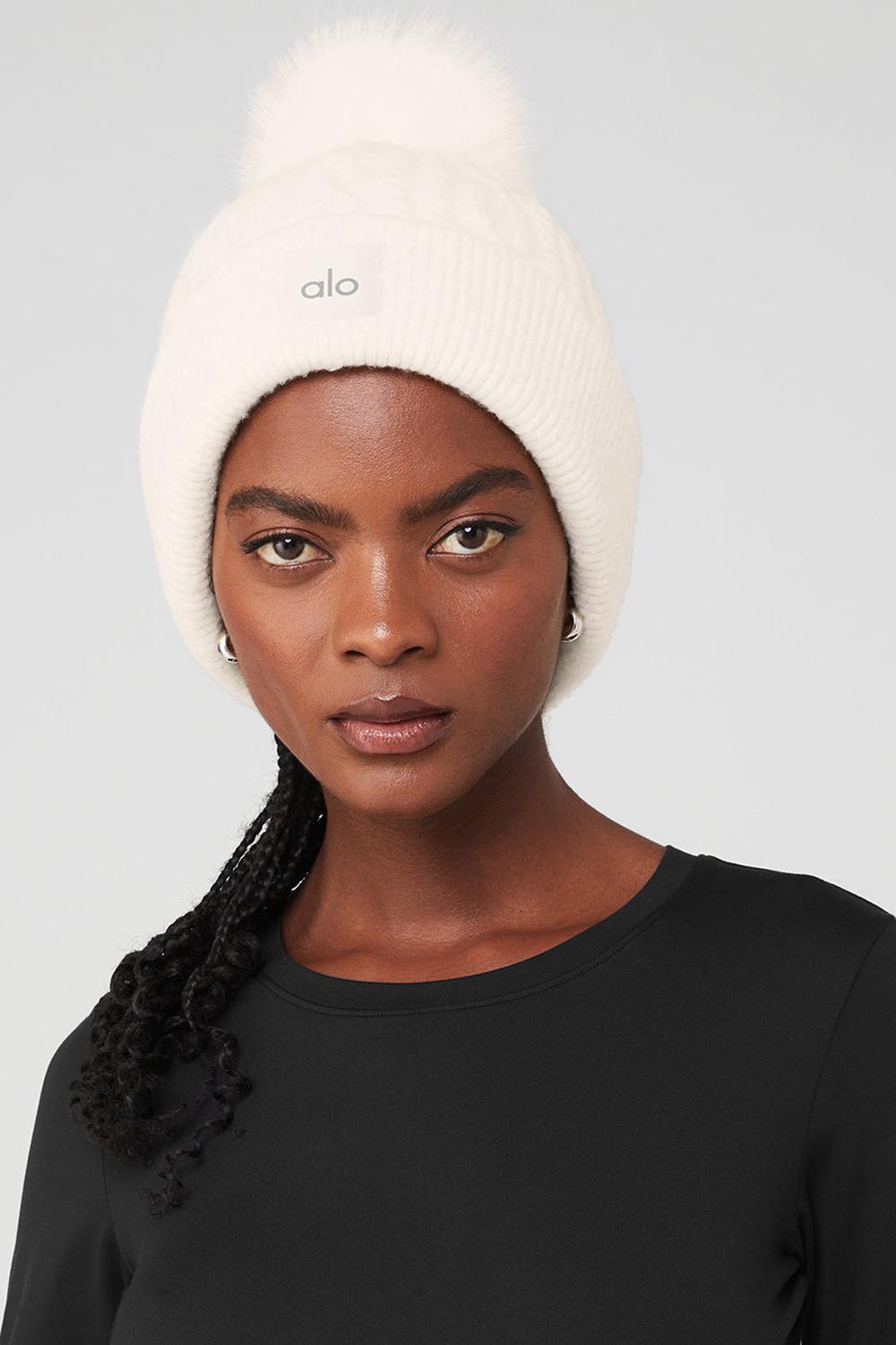 Gorro Alo Yoga Cable Knit Mujer Ivory | España  GIEV-38109