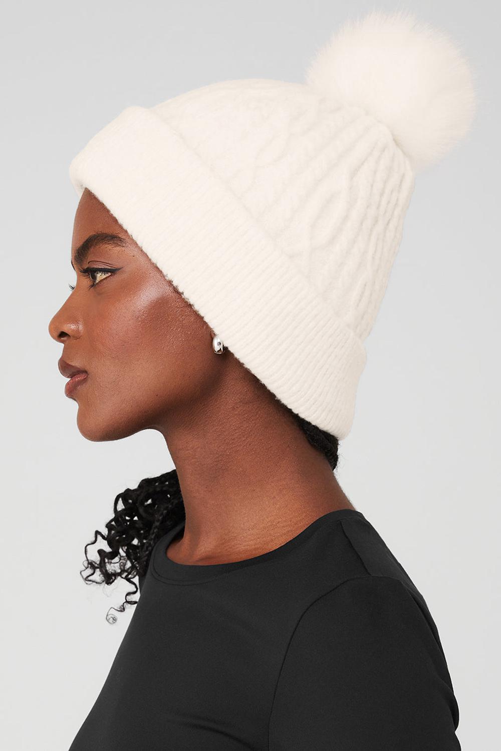 Gorro Alo Yoga Cable Knit Mujer Ivory | España  GIEV-38109