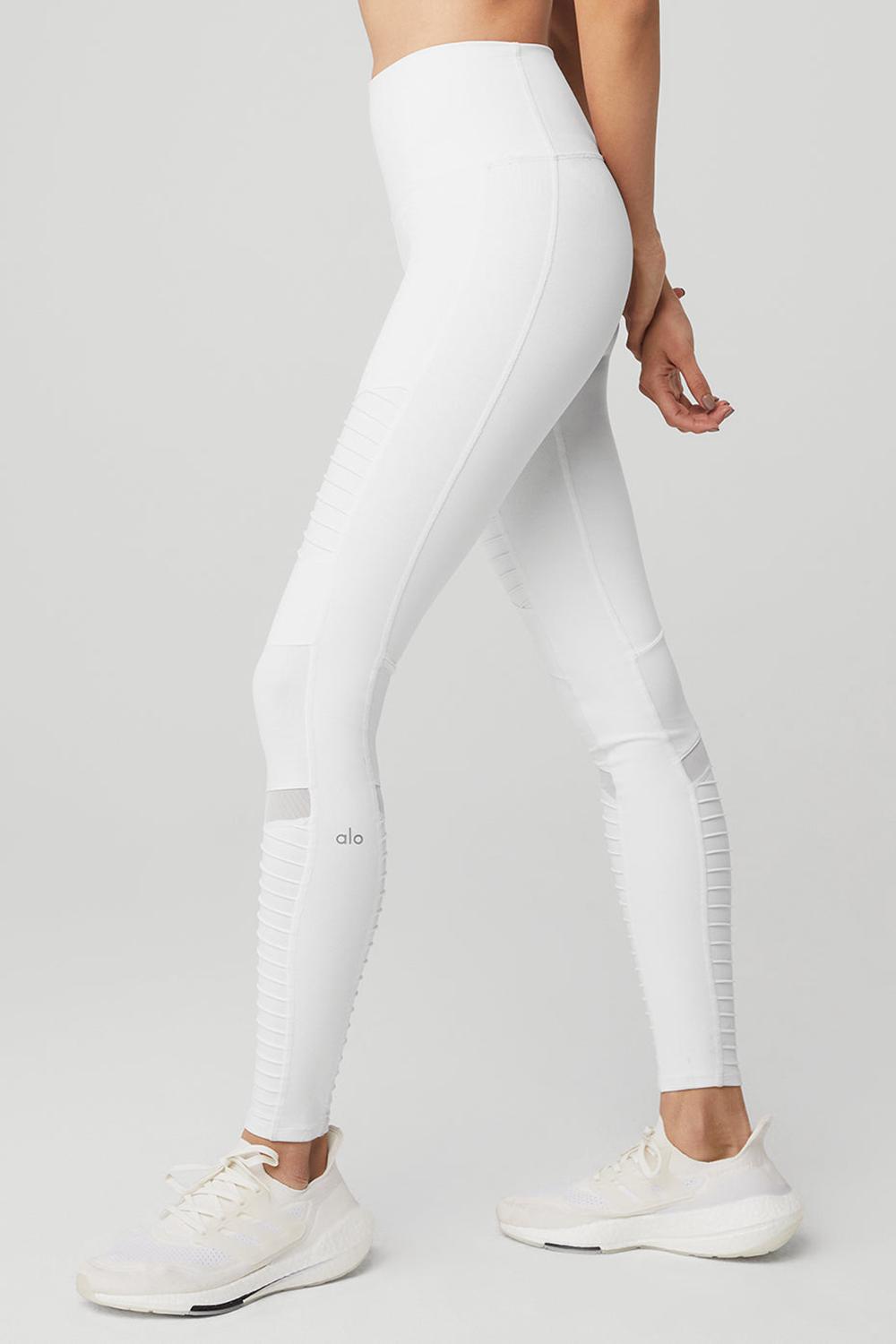 Leggins Alo Yoga High-Waist Moto Mujer Blancas Blancas | España  QXBG-94863