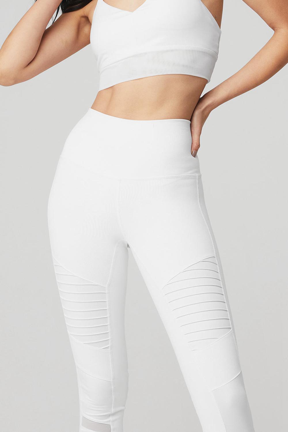 Leggins Alo Yoga High-Waist Moto Mujer Blancas Blancas | España  QXBG-94863