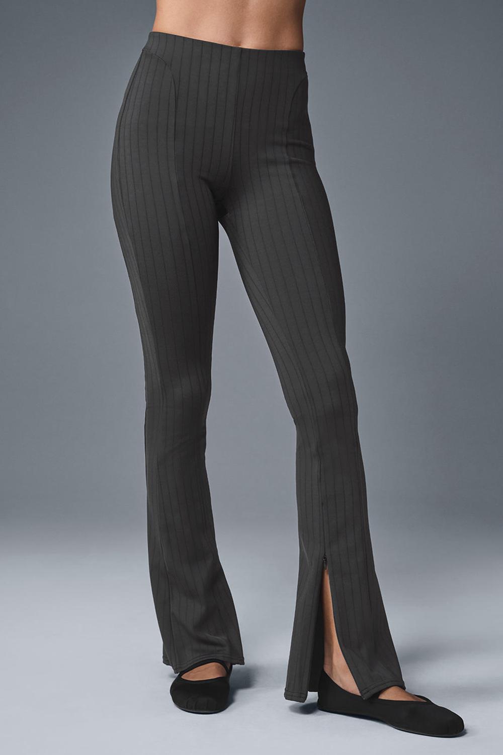 Leggins Alo Yoga High-Waist Pinstripe Zip It Flare Mujer Negras | España  KWDS-97218