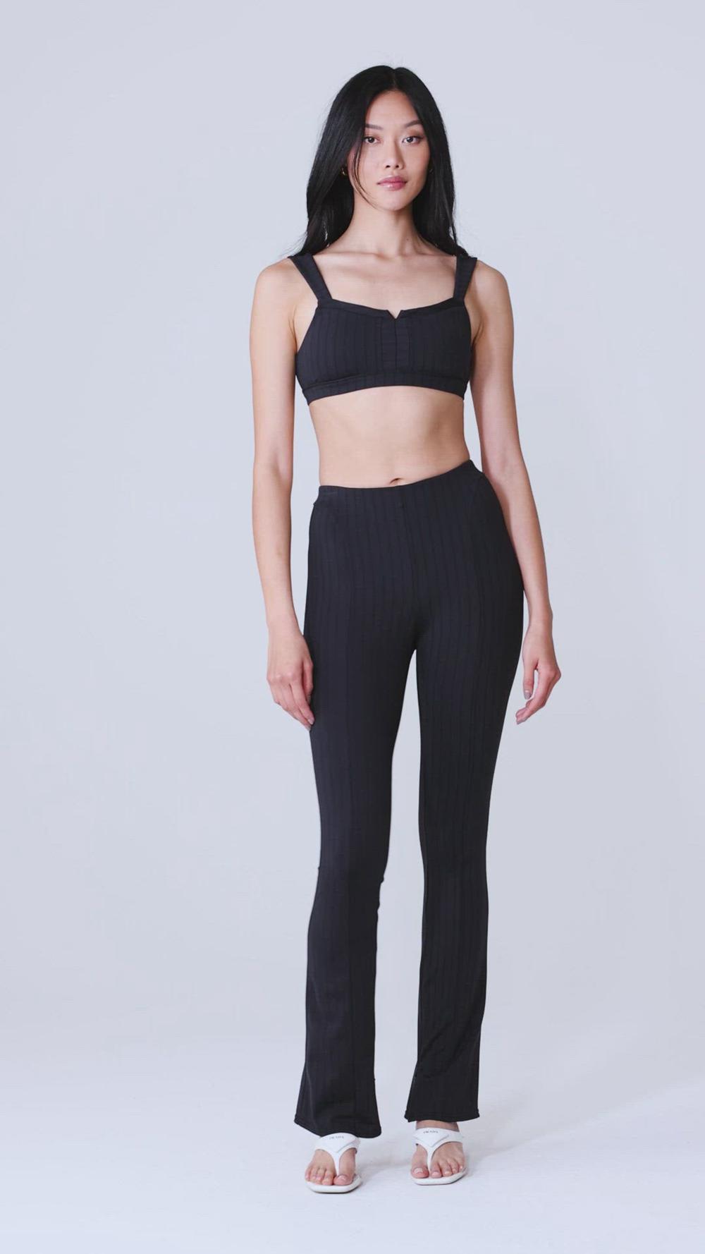 Leggins Alo Yoga High-Waist Pinstripe Zip It Flare Mujer Negras | España  OSIT-18729