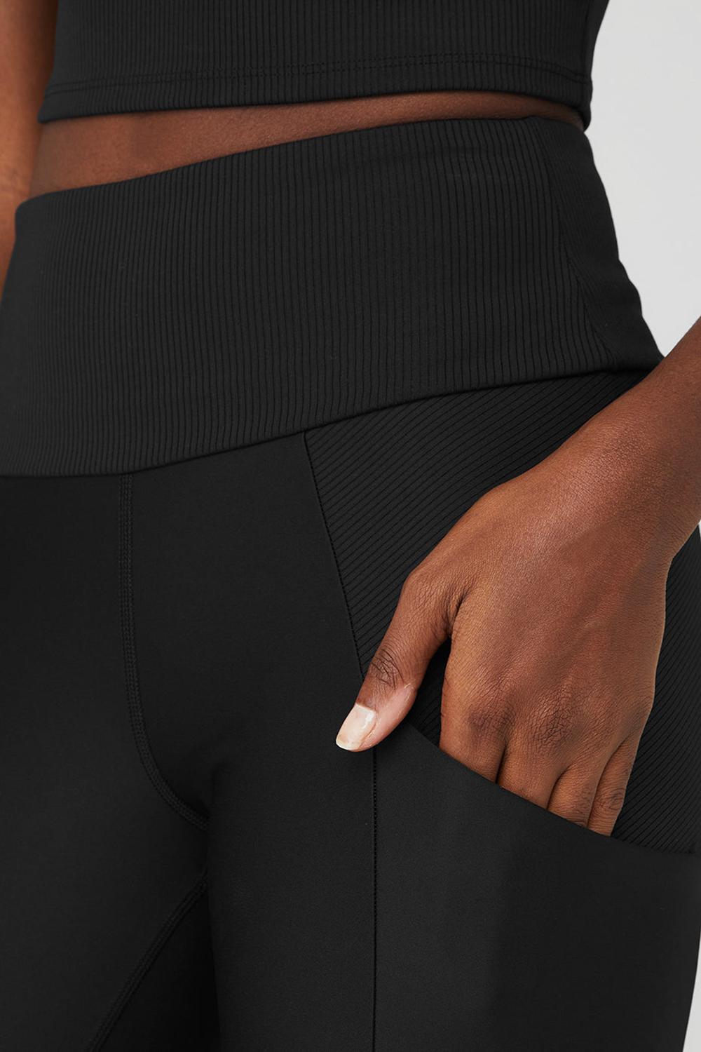 Leggins Alo Yoga Ribbed Airlift High-Waist 7/8 Enchanted Mujer Negras | España  FOQN-73510
