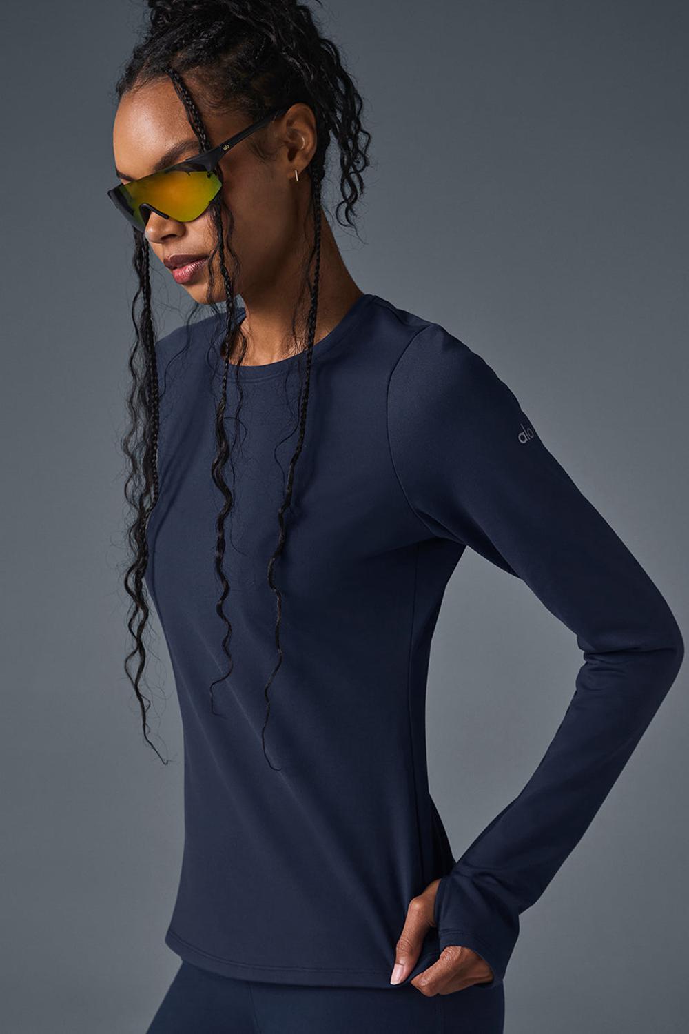 Manga Larga Alo Yoga Airbrush Winter Warm Nocturne Mujer Azul Marino | España  KOYX-53192