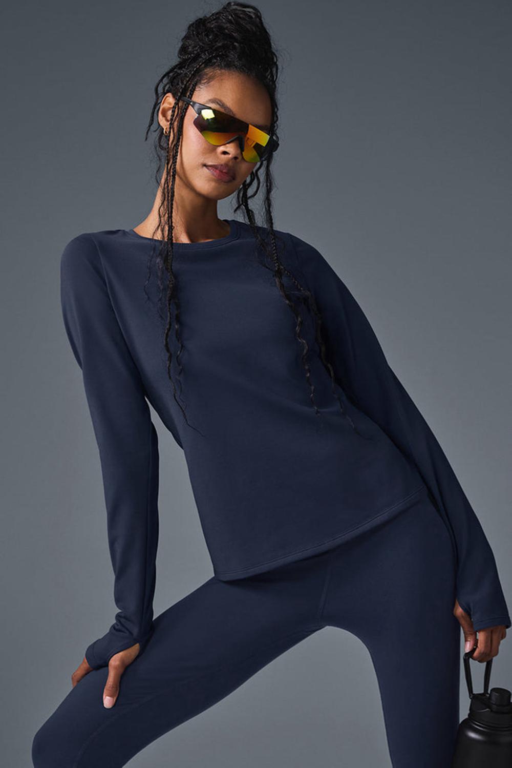 Manga Larga Alo Yoga Airbrush Winter Warm Nocturne Mujer Azul Marino | España  KOYX-53192