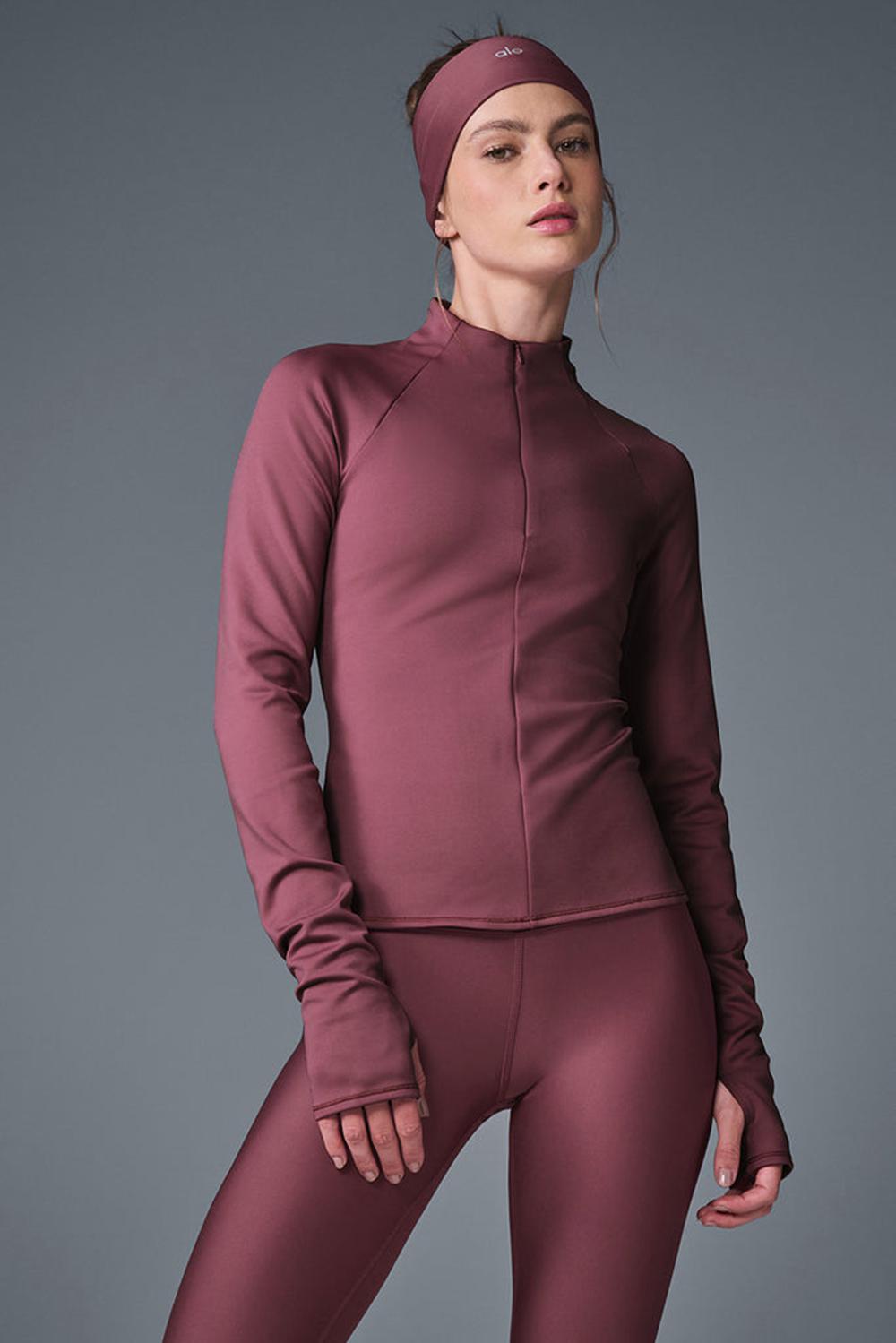 Manga Larga Alo Yoga Airlift Winter Warm 1/4 Zip Mujer Burdeos | España  PWVM-58763