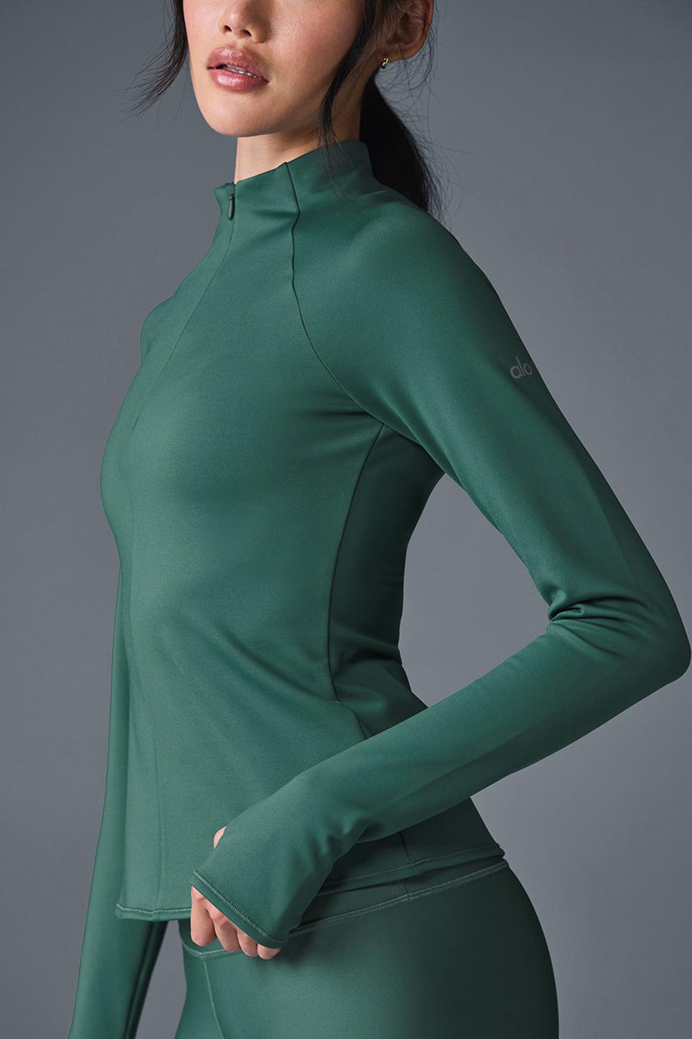 Manga Larga Alo Yoga Airlift Winter Warm 1/4 Zip Mujer Winter Ivy | España  BRYS-49823
