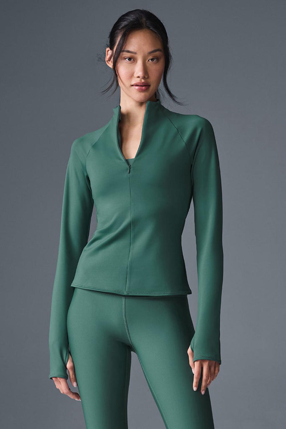 Manga Larga Alo Yoga Airlift Winter Warm 1/4 Zip Mujer Winter Ivy | España  BRYS-49823