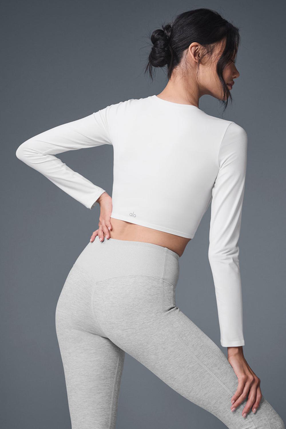 Manga Larga Alo Yoga Alosoft Crop Finesse Mujer Blancas | España  GHDX-26859