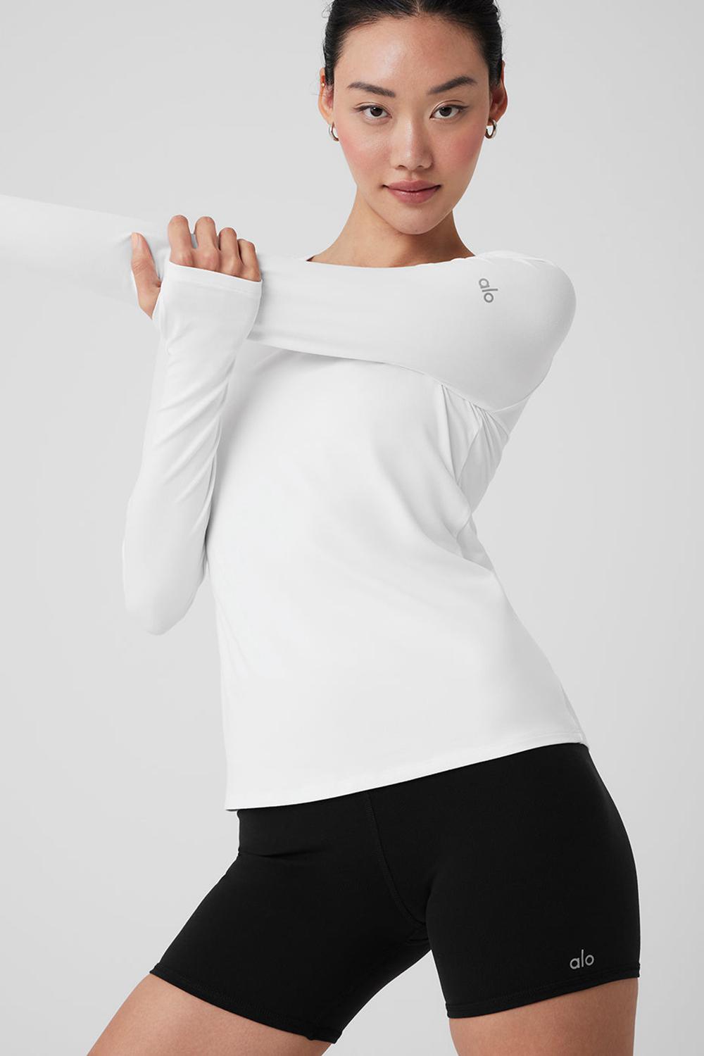 Manga Larga Alo Yoga Alosoft Finesse Mujer Blancas | España  ZURT-32945