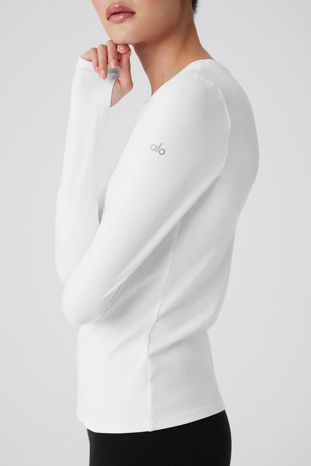 Manga Larga Alo Yoga Alosoft Finesse Mujer Blancas | España  ZURT-32945