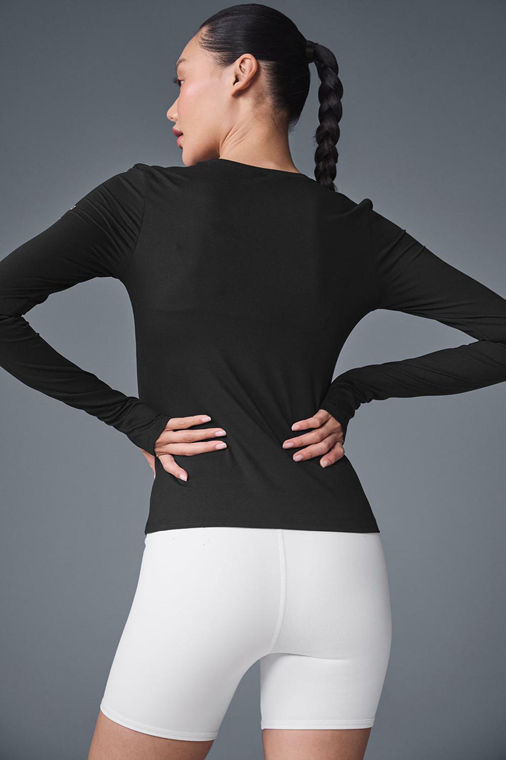 Manga Larga Alo Yoga Alosoft Finesse Mujer Negras | España  EVRM-74653