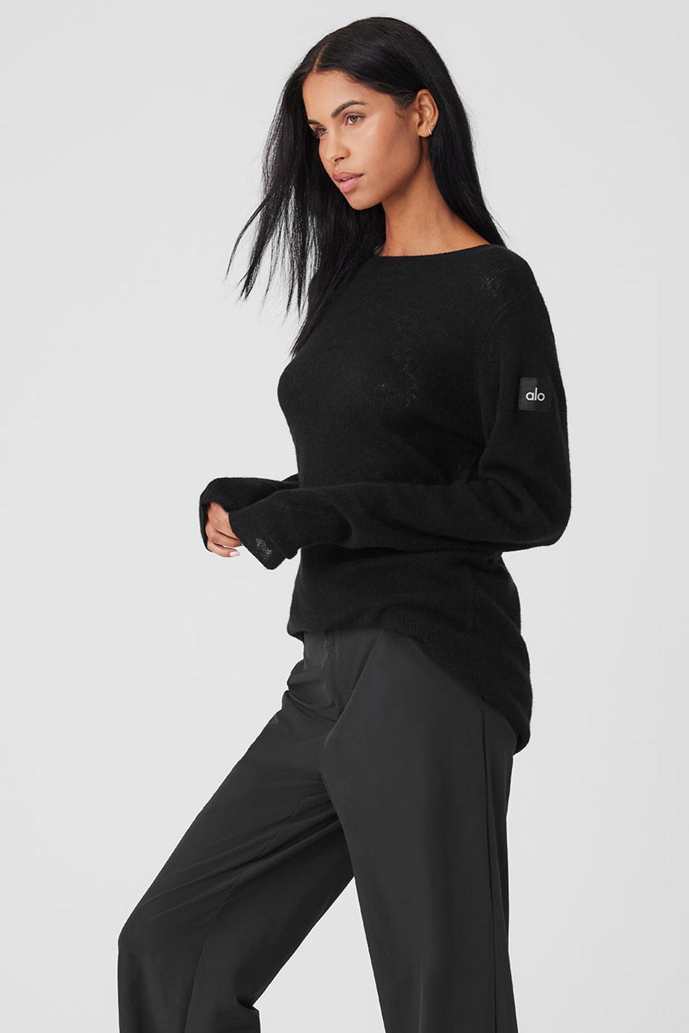 Manga Larga Alo Yoga Cashmere Reform Mujer Negras | España  KSDW-20913