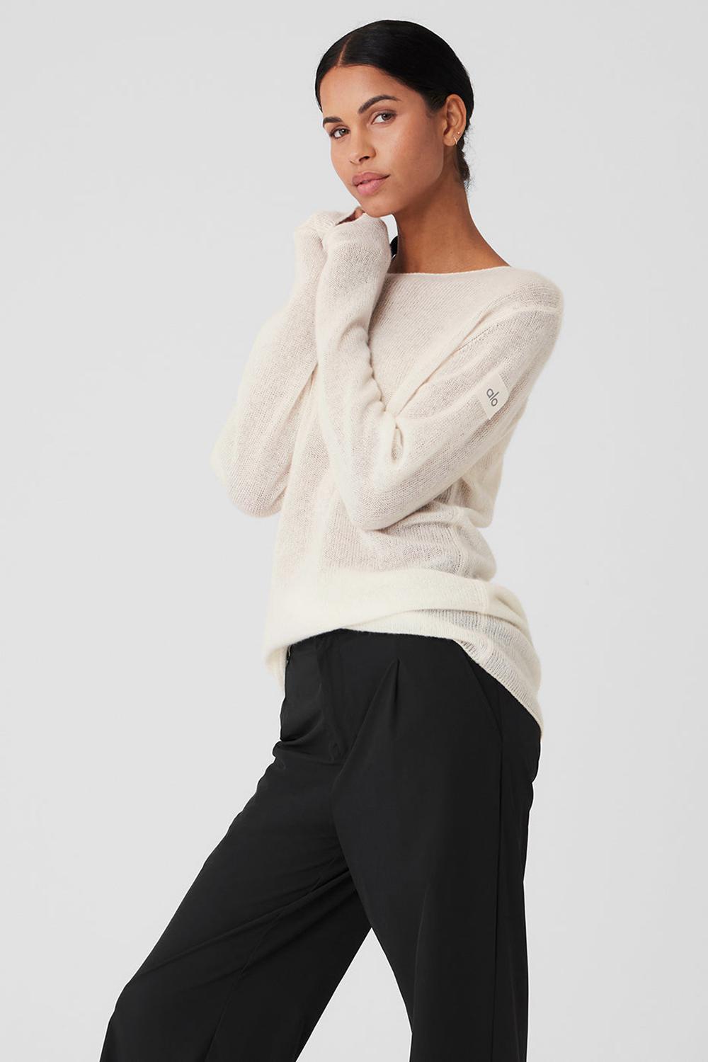 Manga Larga Alo Yoga Cashmere Reform Mujer Ivory | España  MLDJ-32158