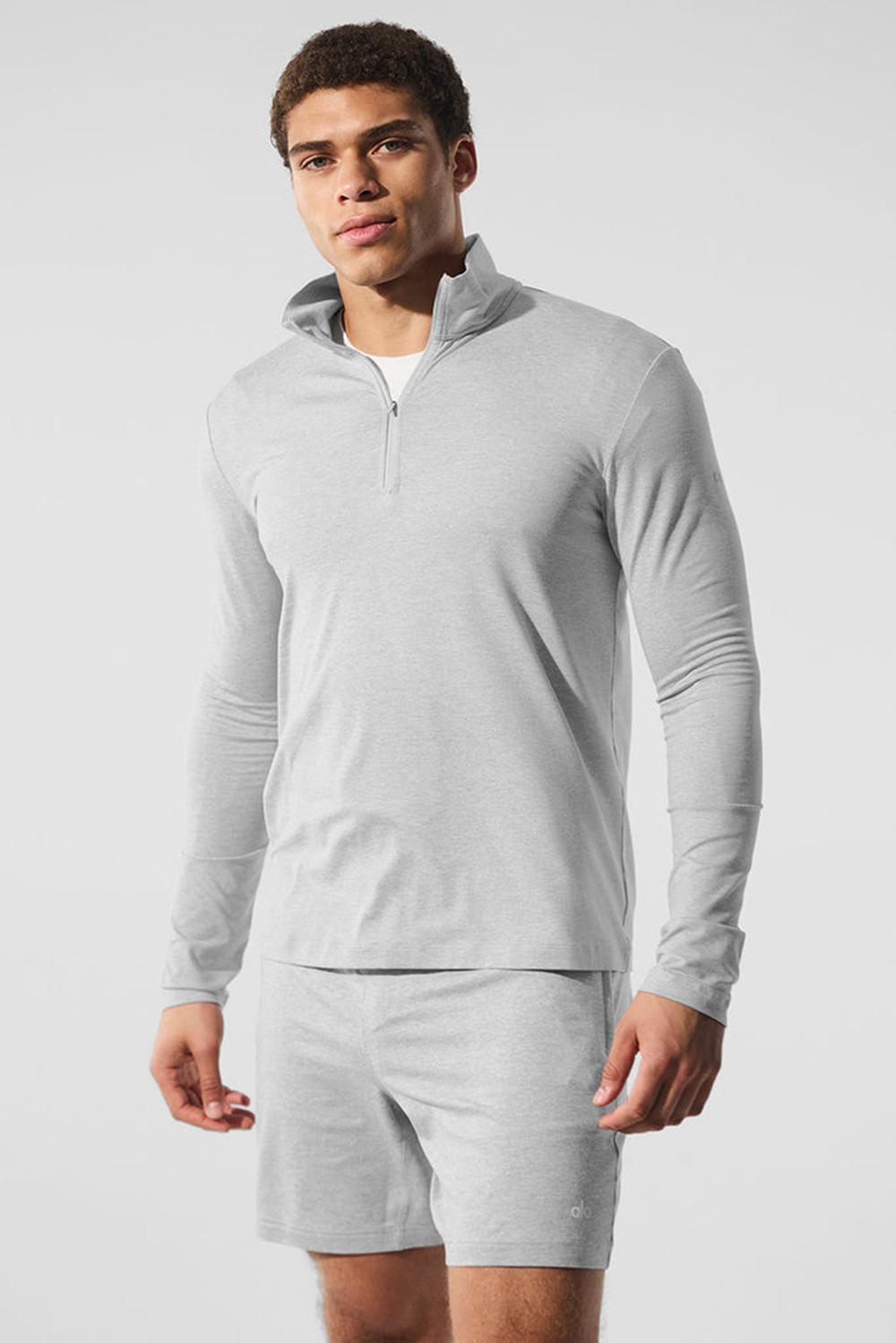 Manga Larga Alo Yoga Conquer 1/4 Zip Reform Hombre Gris | España  VLQD-51287