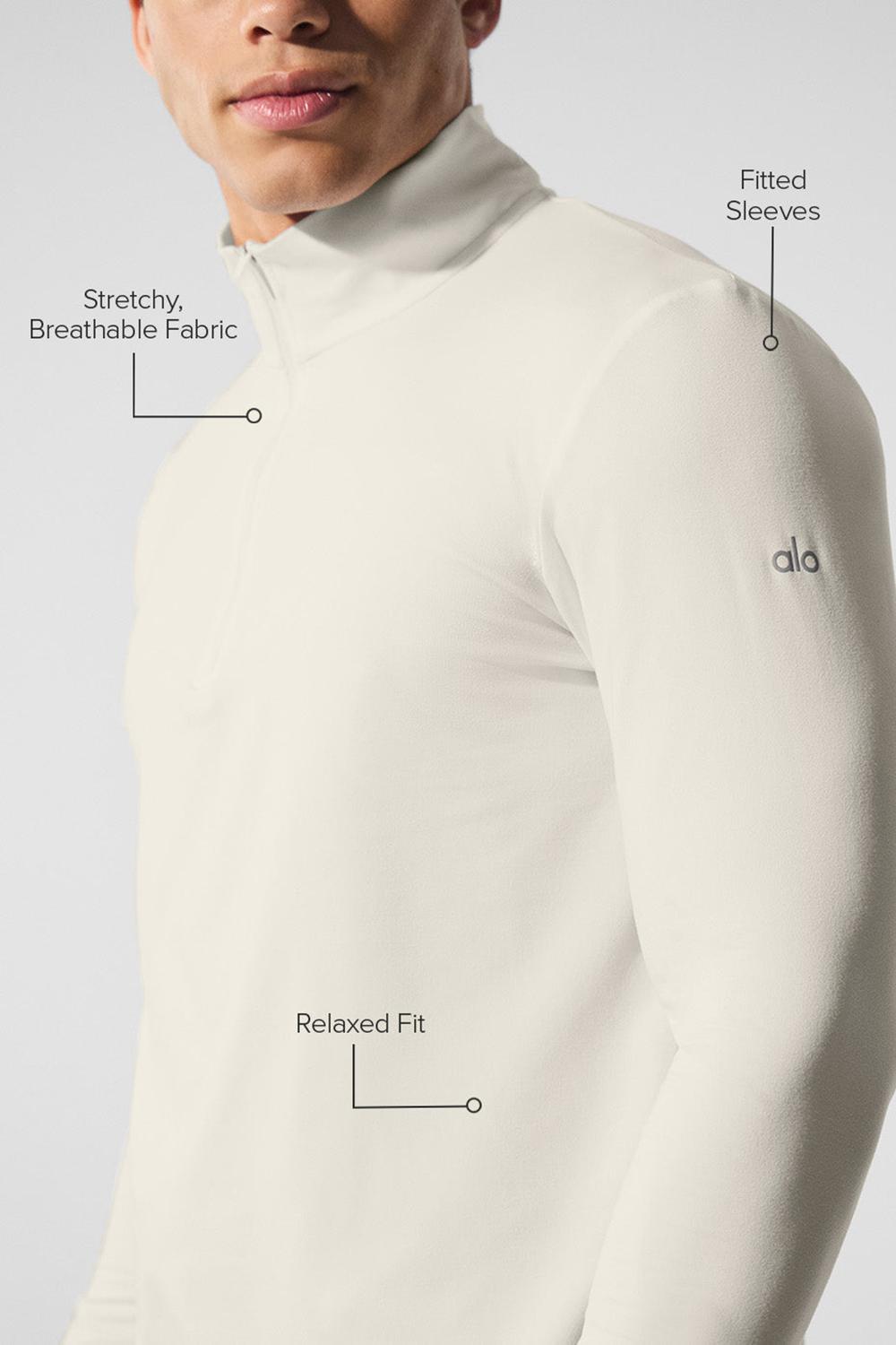 Manga Larga Alo Yoga Conquer 1/4 Zip Reform Hombre Bone | España  HAME-14063