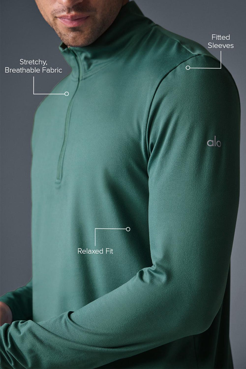 Manga Larga Alo Yoga Conquer 1/4 Zip Reform Hombre Winter Ivy | España  OLIG-76943