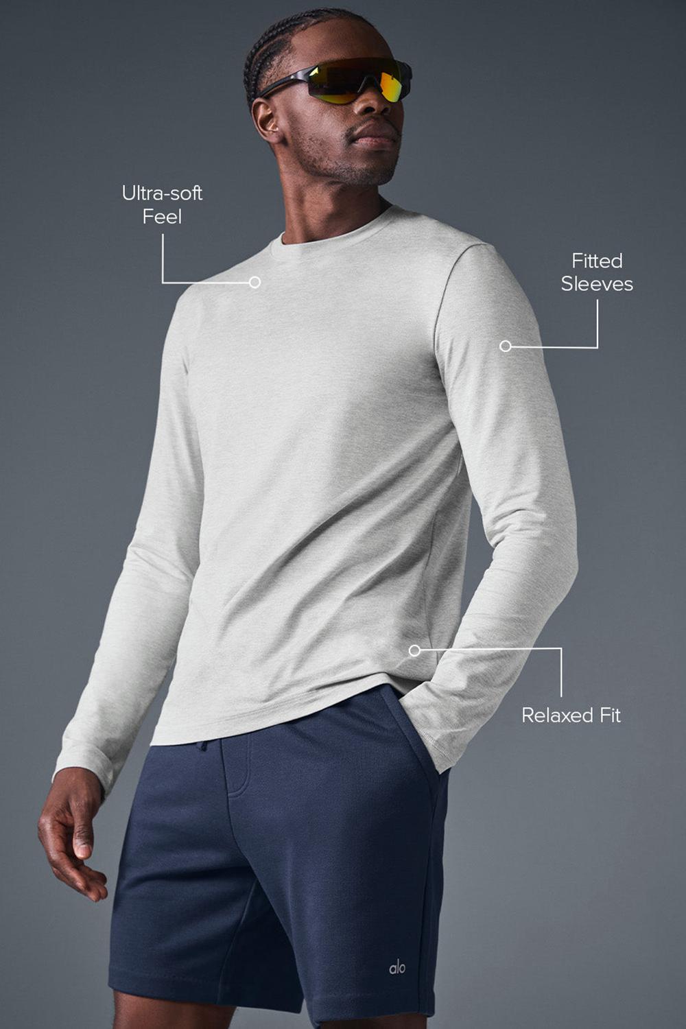 Manga Larga Alo Yoga Conquer Reform Crewneck Hombre Gris | España  LQWM-67853