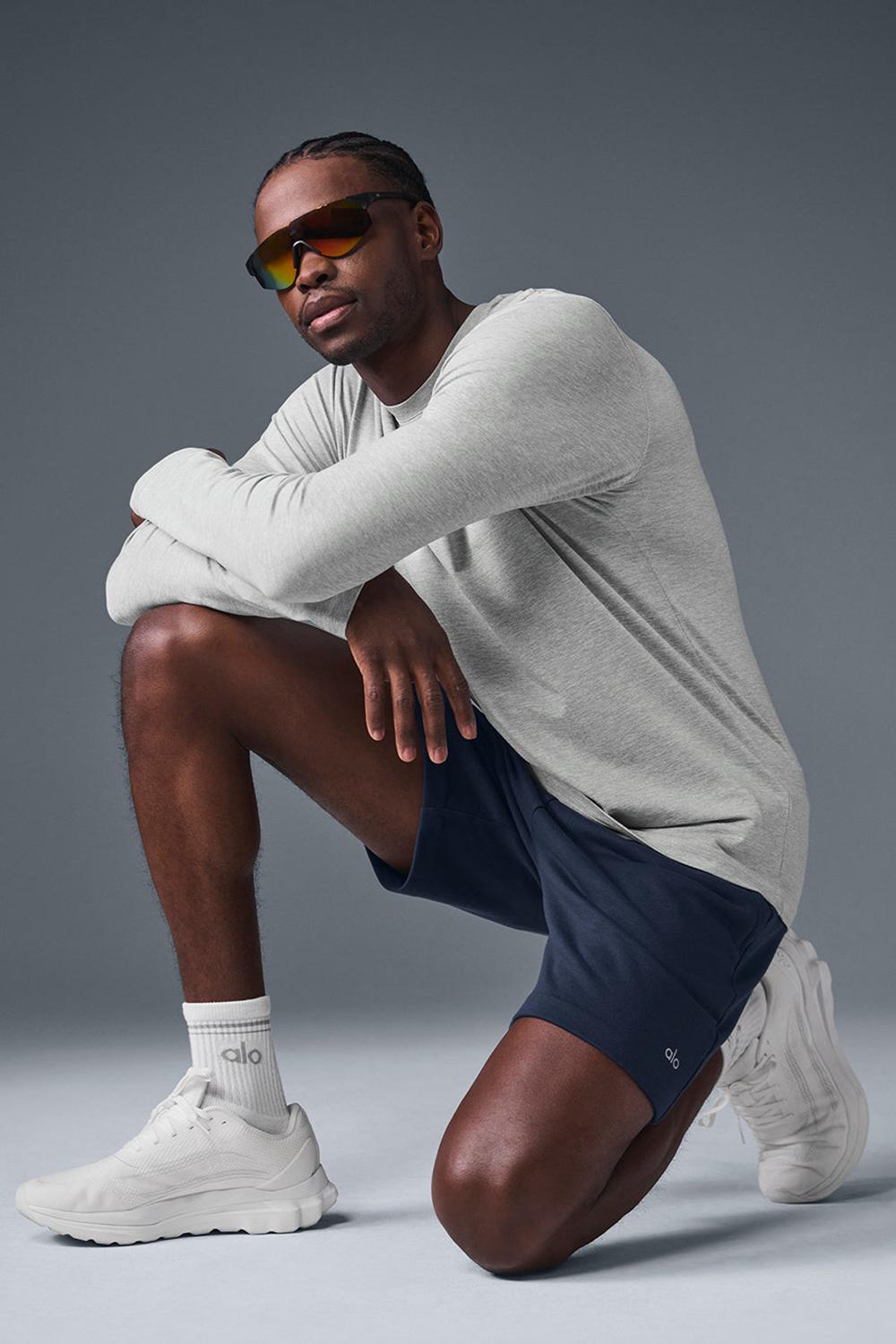 Manga Larga Alo Yoga Conquer Reform Crewneck Hombre Gris | España  LQWM-67853