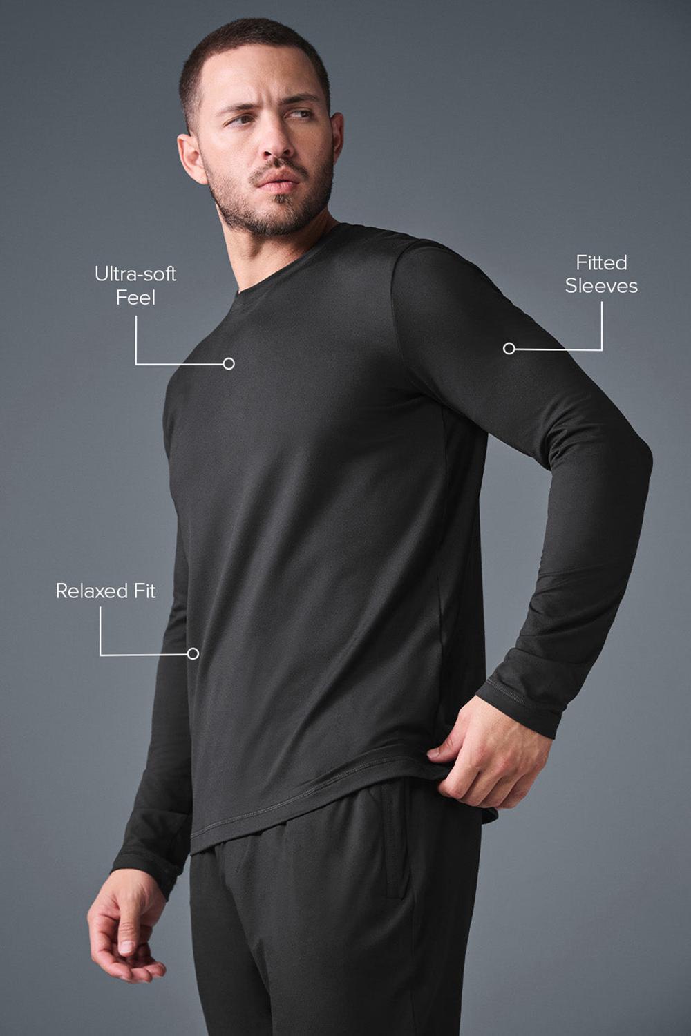 Manga Larga Alo Yoga Conquer Reform Crewneck Hombre Negras | España  VMEX-23197