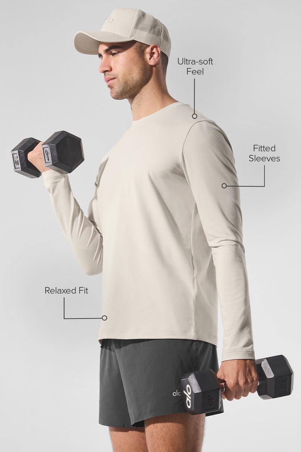 Manga Larga Alo Yoga Conquer Reform Crewneck Hombre Bone | España  RLHY-05387