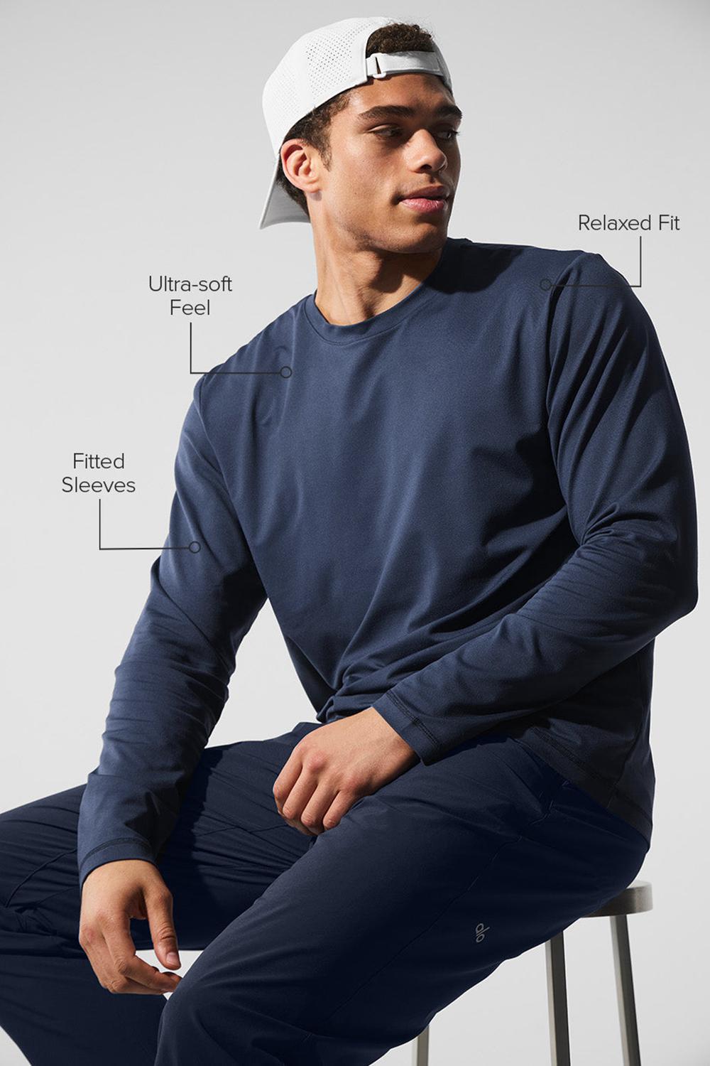 Manga Larga Alo Yoga Conquer Reform Crewneck Hombre Azul Marino | España  IEAW-61294