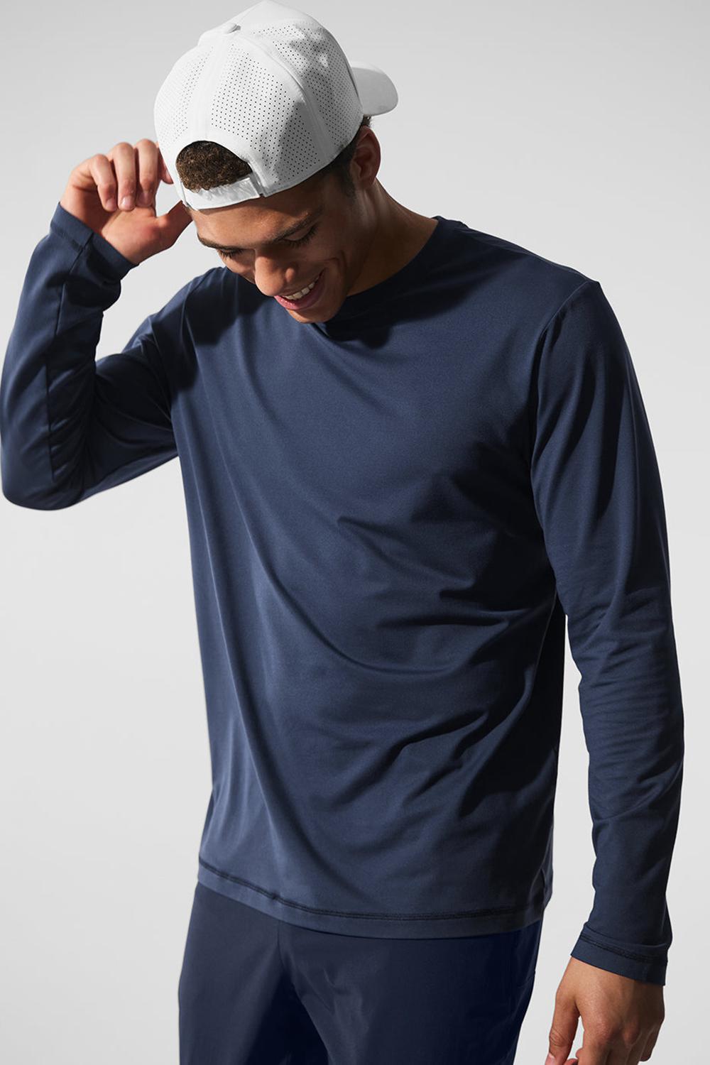 Manga Larga Alo Yoga Conquer Reform Crewneck Hombre Azul Marino | España  IEAW-61294