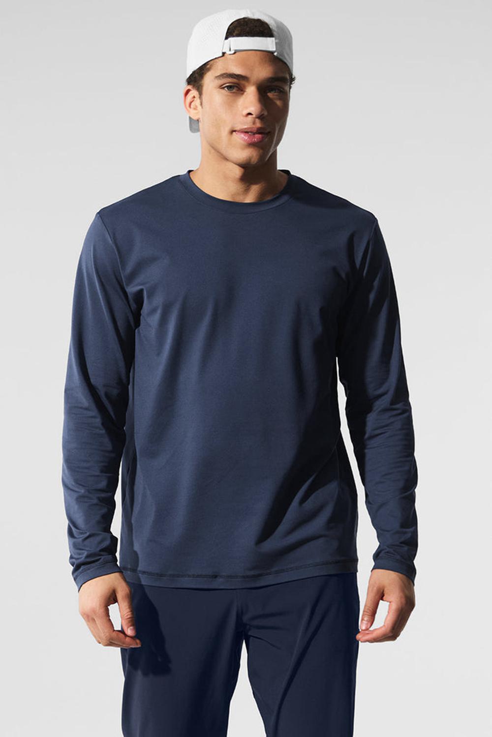 Manga Larga Alo Yoga Conquer Reform Crewneck Hombre Azul Marino | España  IEAW-61294